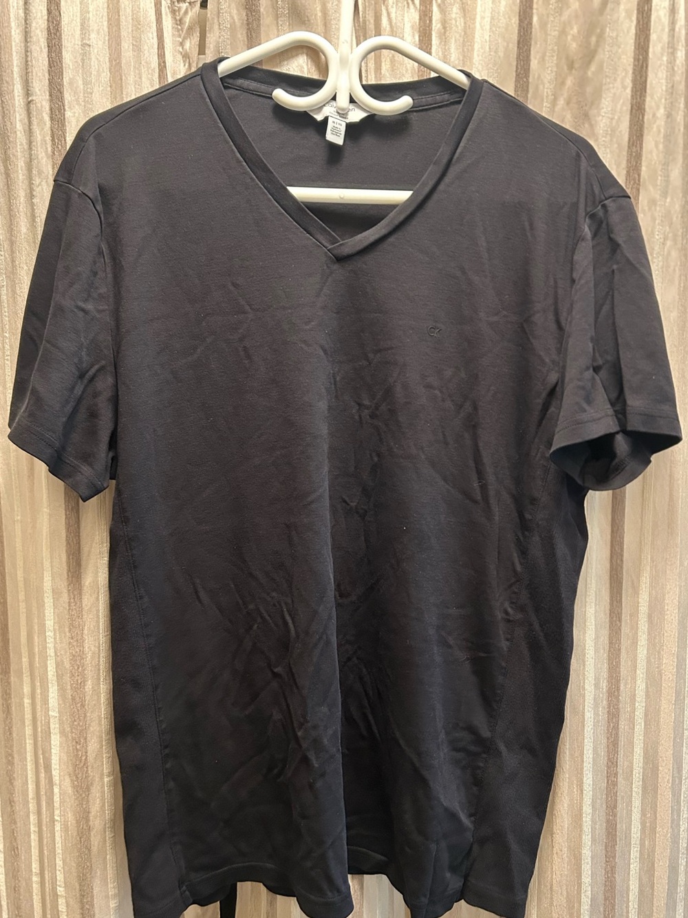 Men's Calvin Klein V-Neck Short Sleeve Shirt - Black, Size XL